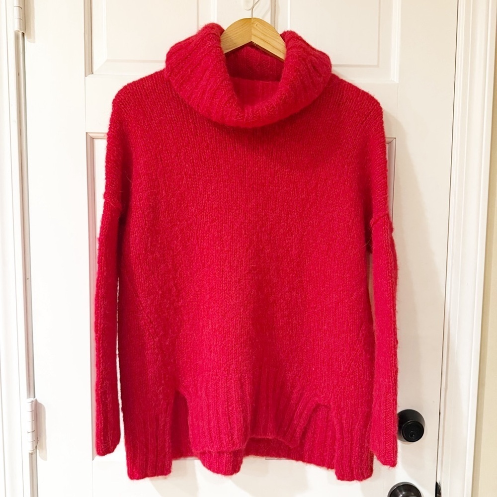 Zaket & Plover Chunky Knit Alpaca Wool Blend Turtleneck Sweater Red Size XS